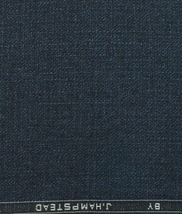 J.Hampstead by Siyaram's Dark Denim Blue Self Texture Shiny Terry Rayon Party Wear Trouser or 3 Piece Suit Fabric (Unstitched - 1.25 Mtr)