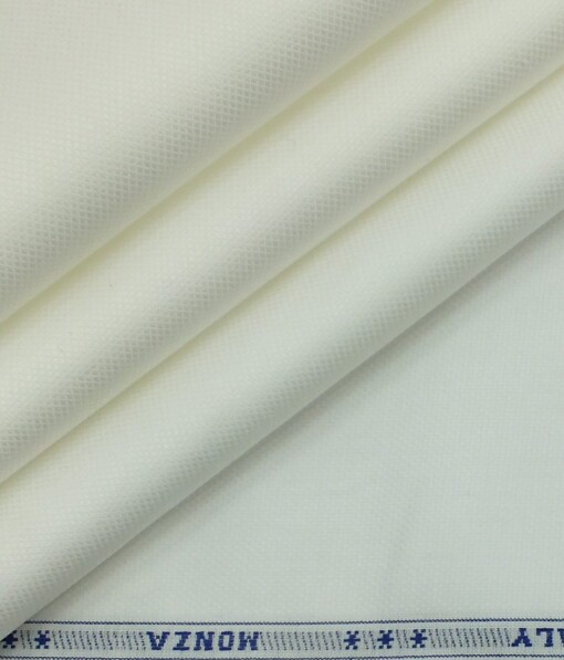 Monza White 100% Giza Cotton Oxford Weave Shirt Fabric (1.60 M)