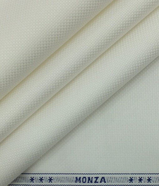 Monza White 100% Giza Cotton Royal Oxford Weave Shirt Fabric (1.60 M)