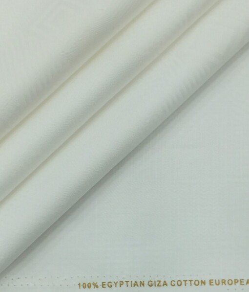 Nemesis White 100% Giza Cotton Self Design Shirt Fabric (1.60 M)