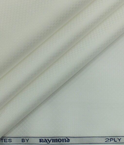 Raymond Pure White 100% PIMA Cotton 2 Ply Diamond Dobby Structured Shirt Fabric (1.70 M)