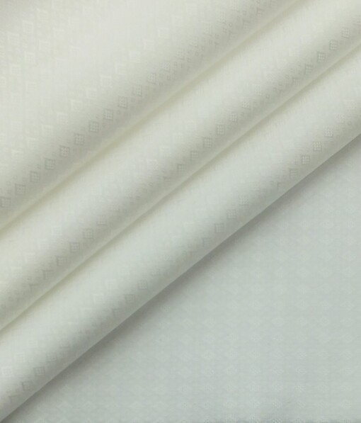 Raymond Pure White 100% Pima Cotton Jacquard Structured Shirt Fabric (1.70 M)