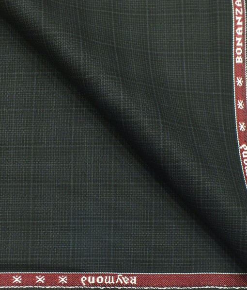 Raymond Blackish Grey Self Checks Poly Viscose Trouser or 3 Piece Suit Fabric (Unstitched - 1.25 Mtr)