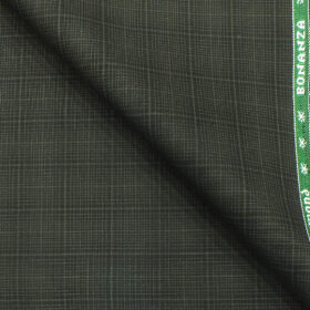 Raymond Dark Greenish Brown Self Checks Design Poly Viscose Trouser or 3 Piece Suit Fabric (Unstitched - 1.25 Mtr)