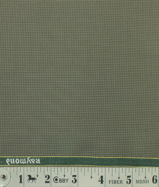 Raymond Medium Oyester Green Houndstooth Weave Poly Viscose Trouser or 3 Piece Suit Fabric (Unstitched - 1.25 Mtr)