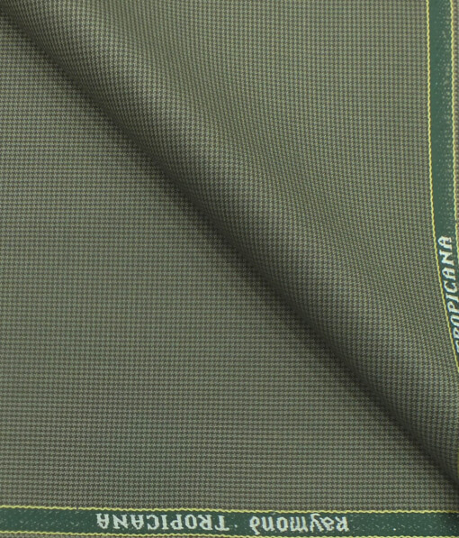 Raymond Medium Oyester Green Houndstooth Weave Poly Viscose Trouser or 3 Piece Suit Fabric (Unstitched - 1.25 Mtr)