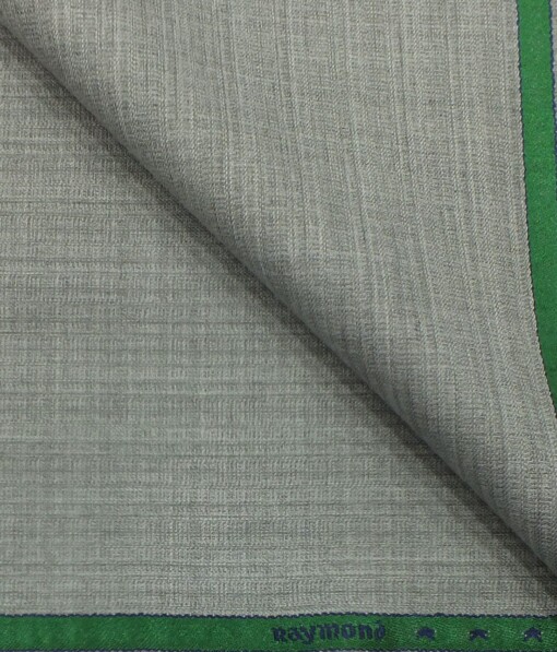 Raymond Light Silver Grey Self Striped Structured Poly Viscose Trouser or 3 Piece Suit Fabric (Unstitched - 1.25 Mtr)