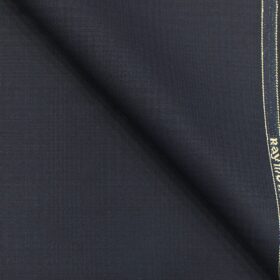 Raymond Dark Navy Blue Self Checks Poly Viscose Trouser or 3 Piece Suit Fabric (Unstitched - 1.25 Mtr)