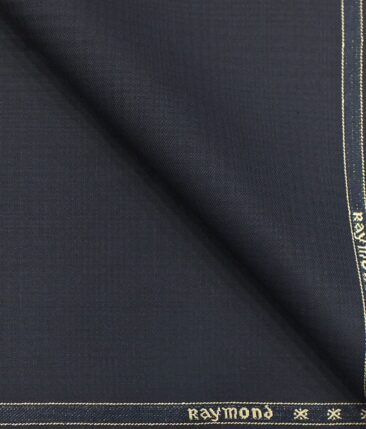 Raymond Dark Navy Blue Self Checks Poly Viscose Trouser or 3 Piece Suit Fabric (Unstitched - 1.25 Mtr)