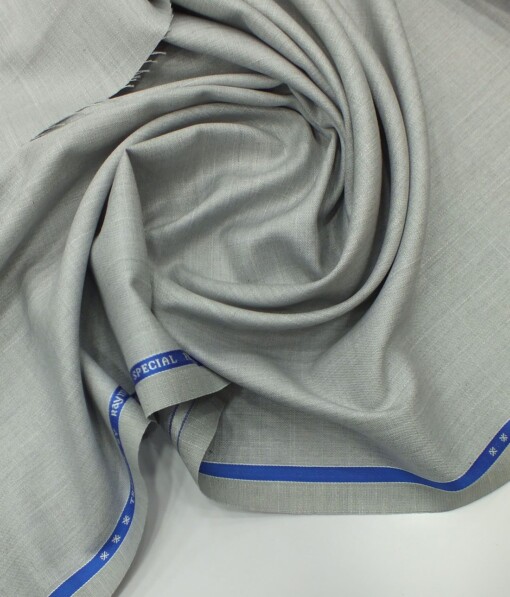 Raymond Light Grey Self Design Poly Viscose Trouser or 3 Piece Suit Fabric (Unstitched - 1.25 Mtr)