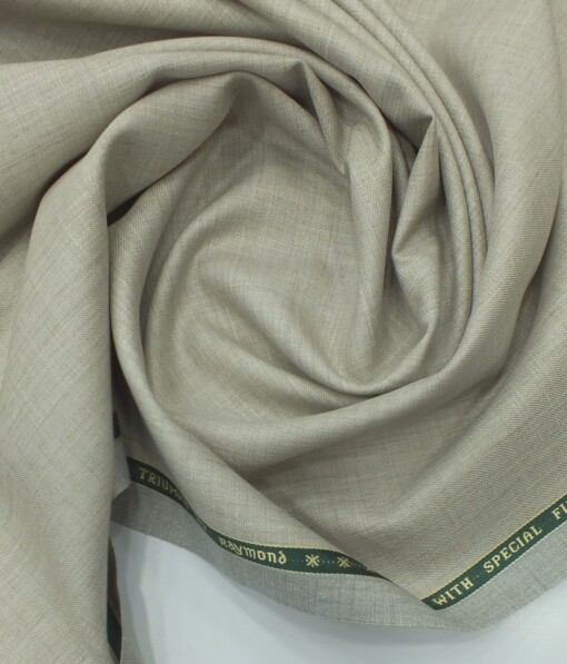Raymond Tan Beige Self Design Poly Viscose Trouser or 3 Piece Suit Fabric (Unstitched - 1.25 Mtr)