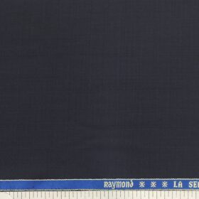 Raymond Dark Navy Blue Self Structured Checks Poly Viscose Trouser or 3 Piece Suit Fabric (Unstitched - 1.25 Mtr)