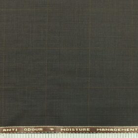 Raymond TechnoStretch Dark Carob Brown Self Checks Poly Viscose Stretchable Trouser or 3 Piece Suit Fabric (Unstitched - 1.25 Mtr)