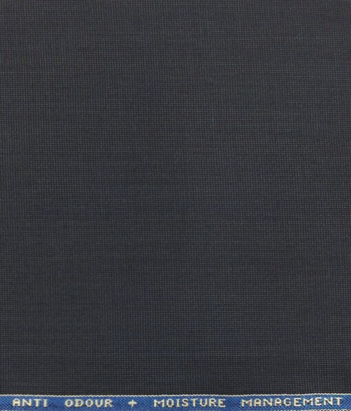 Raymond TechnoStretch Dark Greyish Blue Self Dotted Structure Poly Viscose Stretchable Trouser or 3 Piece Suit Fabric (Unstitched - 1.25 Mtr)