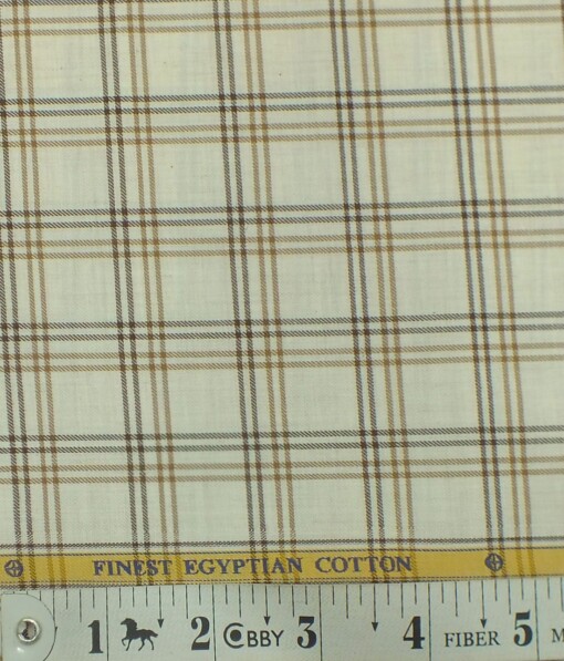 Giza House by Soktas Beige 100% Giza Cotton Brown Checks Shirt Fabric (1.60 M)