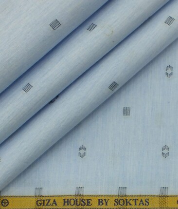 Giza House by Soktas Sky Blue 100% Giza Cotton Blue Dobby Shirt Fabric (1.60 M)