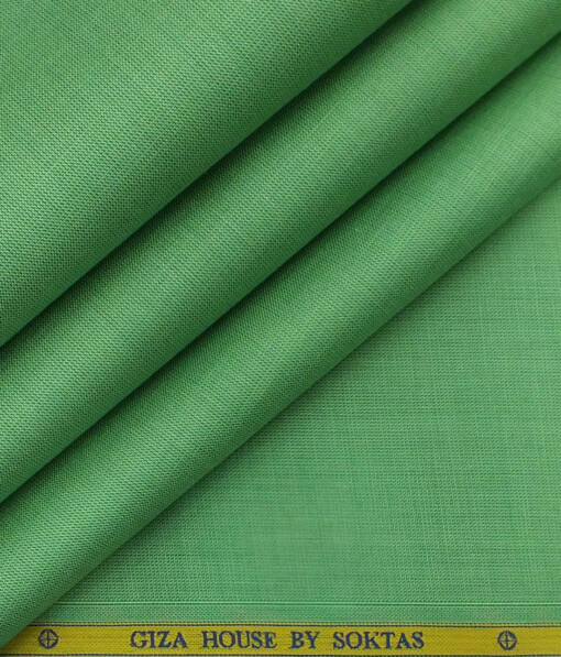 Soktas Men's Light Olive Green 120's 100% Egyptian Giza Cotton Self Design Shirt Fabric (1.60 M)