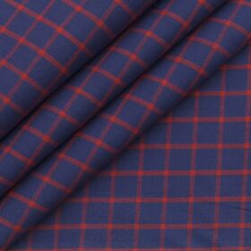 Giza House by Soktas Dark Blue100% Premium Cotton Red Checks Shirt Fabric (1.60 M)