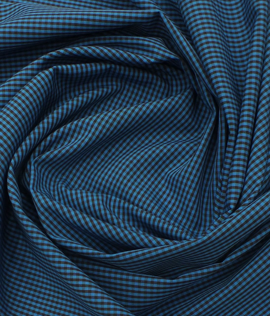 Giza House by Soktas Firozi Blue 100% Premium Cotton Blue Checks Shirt Fabric (1.60 M)