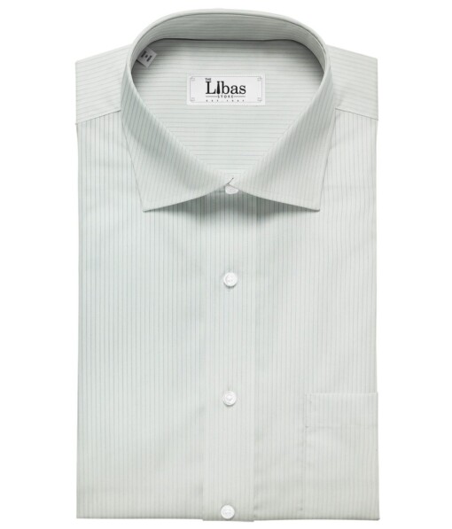 Giza House by Soktas White 100% Premium Cotton Black Striped Shirt Fabric (1.60 M)