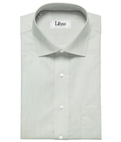 Giza House by Soktas White 100% Premium Cotton Blue Striped Shirt Fabric (1.60 M)