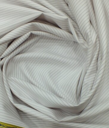 Giza House by Soktas White 100% Premium Cotton Purple Striped Shirt Fabric (1.60 M)