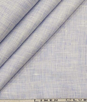 Linen Club White & Blue Structured 100% Pure Linen Shirt Fabric (1.60 M)