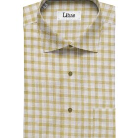 Arvind Off White 100% Irish Linen 60 LEA Brown Checks Shirt Fabric (1.60 M)