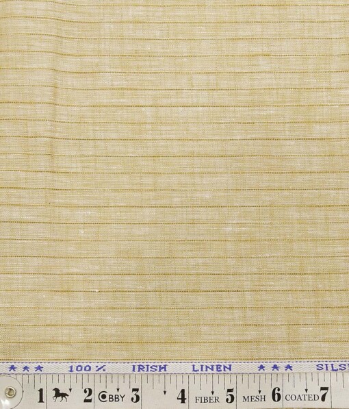 Arvind Oat Beige 100% Irish Linen 60 LEA Brown Striped Shirt Fabric (1.60 M)