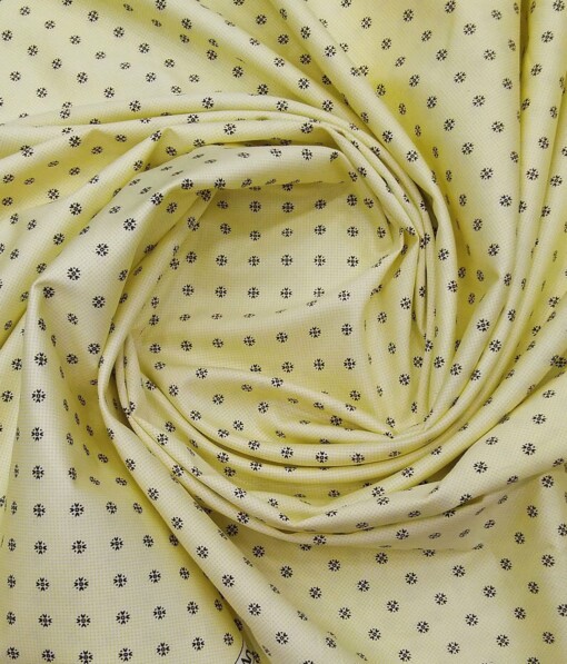 Arvind Lemon Yellow 100% Premium Cotton Printed Shirt Fabric (1.60 M)