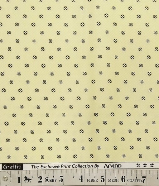 Arvind Lemon Yellow 100% Premium Cotton Printed Shirt Fabric (1.60 M)