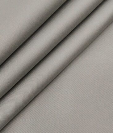 Ankur by Arvind Light Grey Solid Cotton Lycra Stretchable Trouser Fabric (Unstitched - 1.40 Mtr)