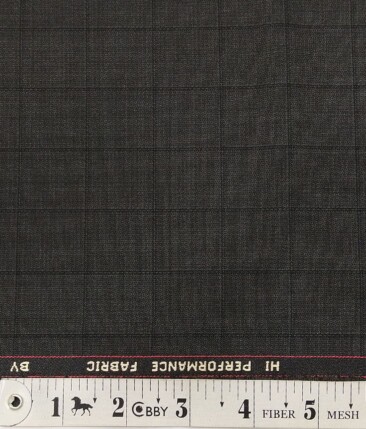 Georgia Gulini Dark Grey Self Checks Poly Viscose Unstitched Fabric (1.25 Mtr) For Trouser