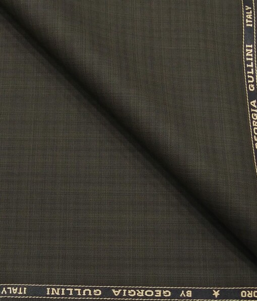 Georgia Gulini Greenish Brown Self Design Poly Viscose Unstitched Fabric (1.25 Mtr) For Trouser