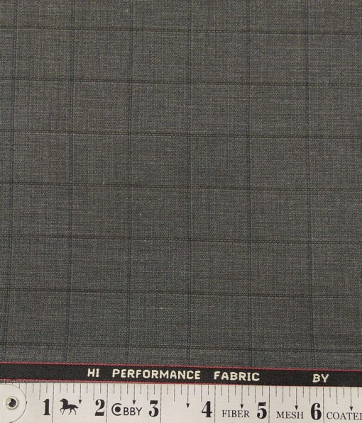 Georgia Gulini Light Grey Self Checks Poly Viscose Unstitched Fabric (1.25 Mtr) For Trouser