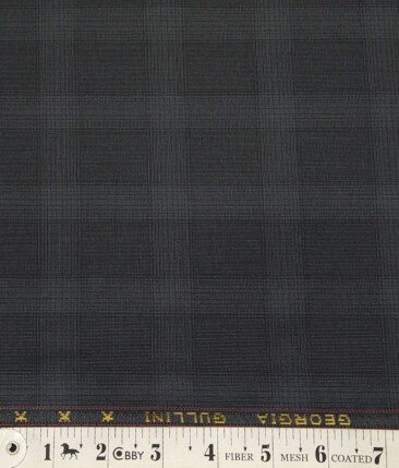 Georgia Gulini Dark Grey Broad Checks Poly Viscose Unstitched Fabric (1.25 Mtr) For Trouser