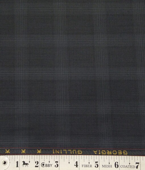 Georgia Gulini Dark Grey Broad Checks Poly Viscose Unstitched Fabric (1.25 Mtr) For Trouser