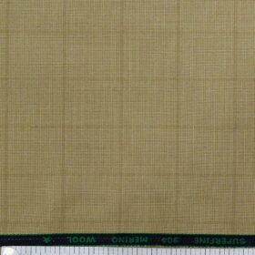 Georgia Gulini Beige Self Checks Super 90's 20% Merino Wool Unstitched Fabric (1.25 Mtr) For Trouser