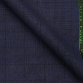 Georgia Gulini Dark Blue Self Checks Super 90's 20% Merino Wool Unstitched Fabric (1.25 Mtr) For Trouser