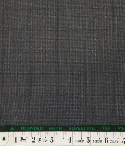 Georgia Gulini Dark Grey Self Checks Super 90's 20% Merino Wool Unstitched Fabric (1.25 Mtr) For Trouser