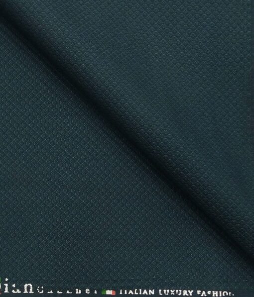 Italian Channel Dark Turquoise Green Structured Terry Rayon Unstitched Fabric (1.25 Mtr) For Trouser