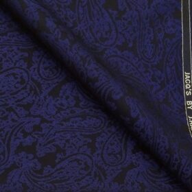 J.hampstead by Siyaram's Dark Royal Blue Terry Rayon Jacquard Weave Unstitched Blazer or Tuxedo Fabric (2 M)