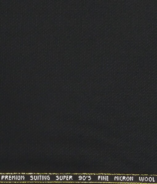 J.Hampstead by Siyaram's Black Structured Super 90's 20% Merino Wool  Unstitched Fabric (1.25 Mtr) For Trouser