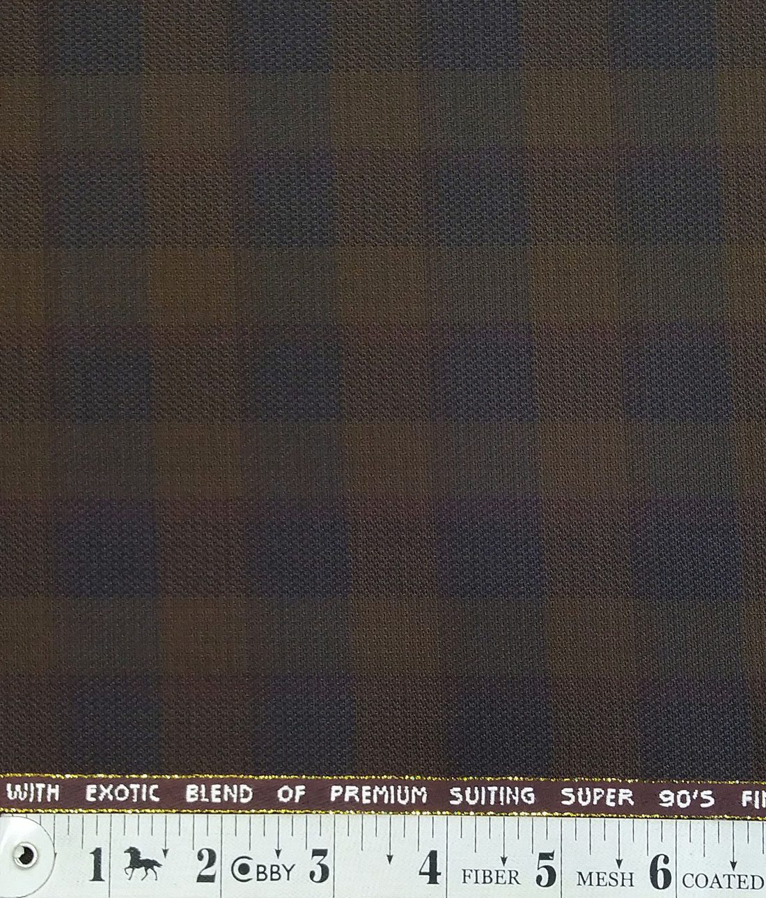 J.Hampstead by Siyaram's Dark Brown Checks Super 90's 20% Merino Wool  Unstitched Fabric (1.25 Mtr) For Trouser