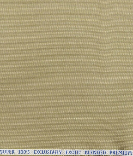 J.Hampstead by Siyaram's Oat Beige Structured Super 100's 20% Merino Wool  Unstitched Fabric (1.25 Mtr) For Trouser