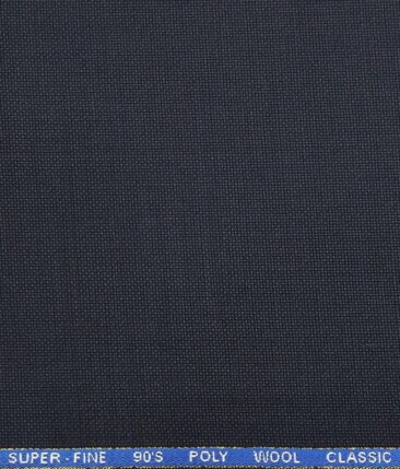 J.Hampstead by Siyaram's Dark Blue Structured Super 90's 35% Merino Wool  Unstitched Fabric (1.25 Mtr) For Trouser
