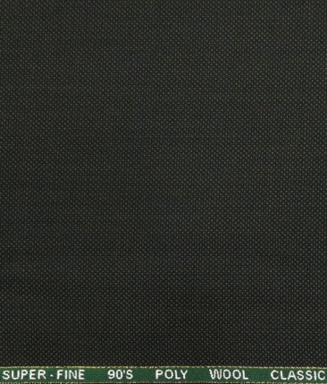 J.Hampstead by Siyaram's Dark Green Structured Super 90's 35% Merino Wool  Unstitched Fabric (1.25 Mtr) For Trouser