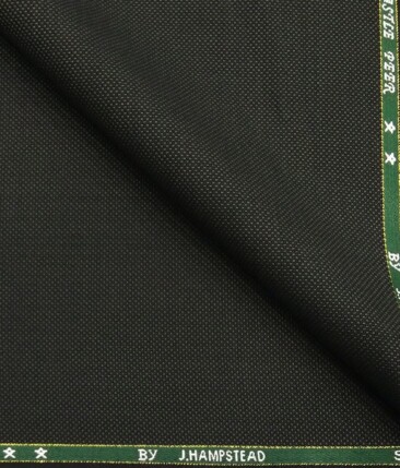 J.Hampstead by Siyaram's Dark Green Structured Super 90's 35% Merino Wool  Unstitched Fabric (1.25 Mtr) For Trouser