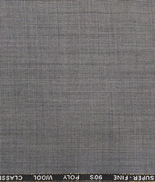 J.Hampstead by Siyaram's Light Grey Structured Super 90's 35% Merino Wool  Unstitched Fabric (1.25 Mtr) For Trouser