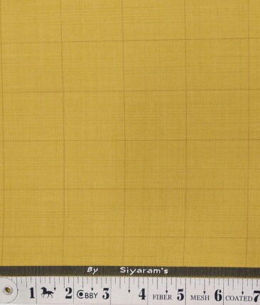Marconi by Siyaram's Bright Medallion Yellow Checks Poly Viscose Unstitched Fabric (1.25 Mtr) For Trouser